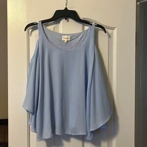 Deletta Anthropologie cold shoulder light blue tank top size XS
